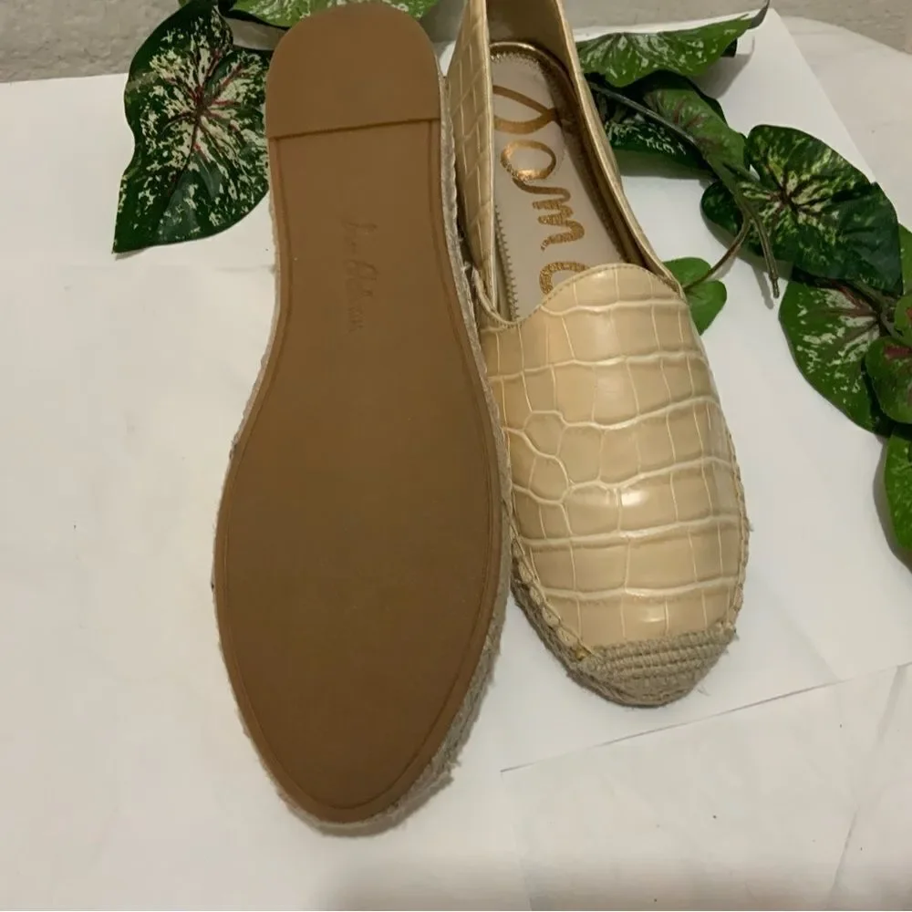 Sam Edelman Leather Slip-On FLAT Espadrilles Kesia Eggshell LEATHER SIZE 10.5